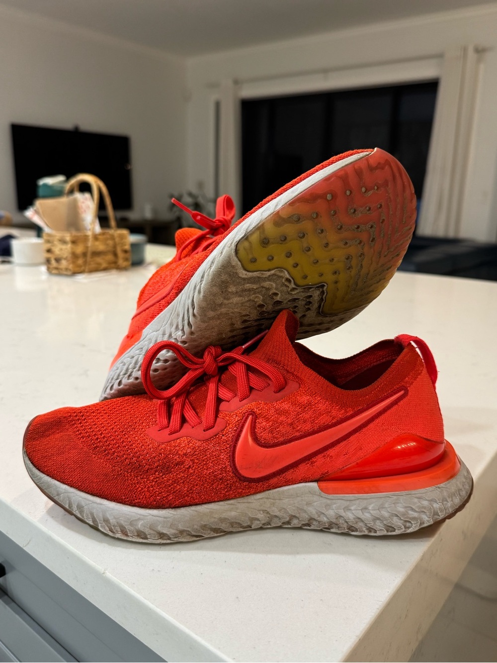 Nike Epic React Flyknit - Bright Red Knit Running Shoes - Men’s size 10